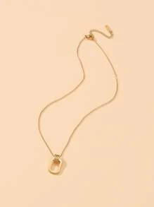 Collar con colgante rectángulo - Amarillo Oro - Ver 2