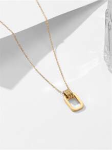 Collar con colgante rectángulo - Amarillo Oro - Ver 4