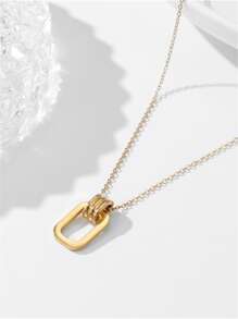 Collar con colgante rectángulo - Amarillo Oro - Ver 5