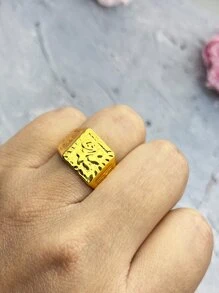 男士漢字細節戒指 - 金黃色 - 查看 2