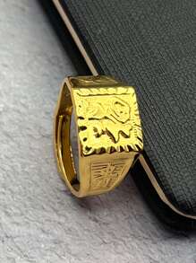 男士漢字細節戒指 - 金黃色 - 查看 4