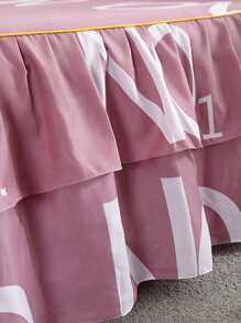 Faldón de cama con estampado de letra ribete con fruncido - Multicolor - Ver 7