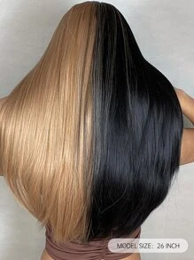 HAIRCUBE 26 英寸黑色金色劉海漸變長捲髮華麗美麗時尚女式合成假髮 - 拼色 - 查看 2