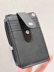 1pc Plain Card Cover With Lanyard - Black - View 3