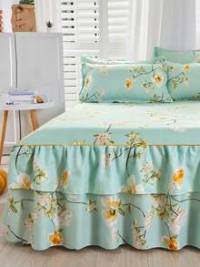 Faldón de cama con estampado floral ribete con fruncido - Multicolor - Ver 4