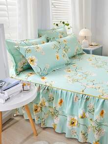 Faldón de cama con estampado floral ribete con fruncido - Multicolor - Ver 5