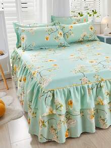 Faldón de cama con estampado floral ribete con fruncido - Multicolor - Ver 6