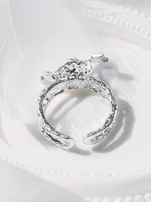 ROMWE Kawaii Anillo abierto con diamante de imitación con corazón & flecha - Plateado - Ver 3