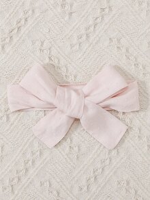 Bebé Vestido bajo con fruncido de manga farol con banda cabeza - Rosa Pálido - Ver 3