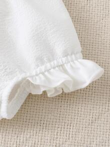 嬰兒素色荷葉邊短褲 - 白色 - 查看 4