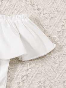 Toddler Girls Cold Shoulder Ruffle Trim Top & Leopard Print Belted Skirt - Multicolor - View 3