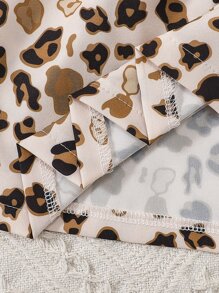 Toddler Girls Cold Shoulder Ruffle Trim Top & Leopard Print Belted Skirt - Multicolor - View 4