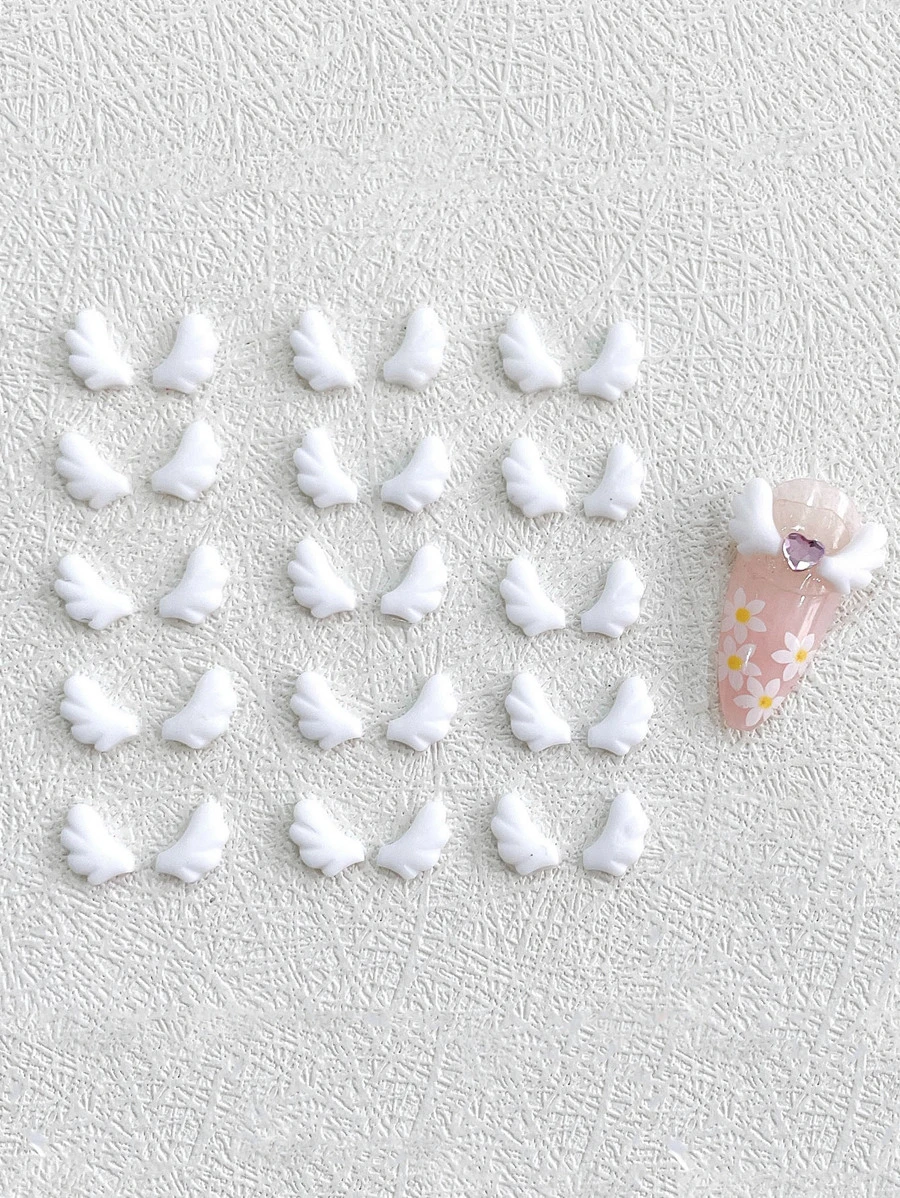 30Pcs Wings Design Glow In The Dark Nail Art Decoration Diy Nail Charms Nail Gems Nail Supplies Nails - White - View 1