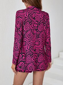 SHEIN Privé Áo khoác  âu phục nữ Nút phía trước Tất cả trên in Giải trí - Nhiều màu - Xem 2