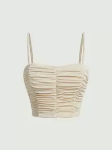 SHEIN MOD Top de tirantes fruncido - Beis - Ver 2