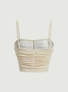 SHEIN MOD Top de tirantes fruncido - Beis - Ver 5