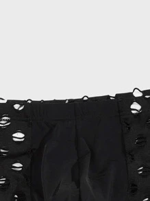 Men Hollow Out Solid Boxer Brief - Black - View 5
