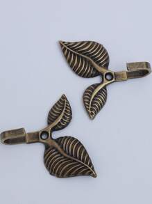 2入組18g螺絲扣金屬掛鉤，葉子造型設計，適用於壁掛/窗簾掛繩，多種顏色可選 - 銅色 - 查看 5