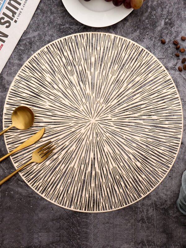 1pc Round Placemat,Restaurant Hollow PVC Decoration Meal Mat,Antihot