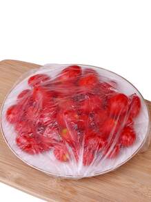 100 piezas Película desechable de preservación de alimentos PE, cubierta elástica transparente de cocina para aislar los olores de los alimentos del refrigerador - Blanco - Ver 4