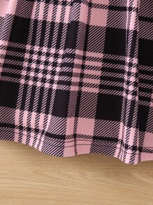 SHEIN Toddler Girls Plaid Print Bow Front 2 In 1 Dress - Multicolor - View 3