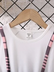 SHEIN Toddler Girls Plaid Print Bow Front 2 In 1 Dress - Multicolor - View 5