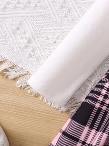 SHEIN Toddler Girls Plaid Print Bow Front 2 In 1 Dress - Multicolor - View 6