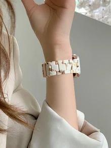1 dây đeo đồng hồ bằng nhựa đá cẩm thạch màu nâu và trắng có thể tháo rời có thể điều chỉnh, thiết kế nhẹ, chống thấm nước, tương thích chuyên nghiệp với Apple Watch S10, Ultra 2/1, SE S9/8/7/6/5/4/3/2/1, 38/40/41/42/44/45/49mm - Nhiều màu - Xem 3