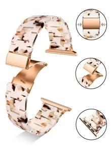 1 dây đeo đồng hồ bằng nhựa đá cẩm thạch màu nâu và trắng có thể tháo rời có thể điều chỉnh, thiết kế nhẹ, chống thấm nước, tương thích chuyên nghiệp với Apple Watch S10, Ultra 2/1, SE S9/8/7/6/5/4/3/2/1, 38/40/41/42/44/45/49mm - Nhiều màu - Xem 4