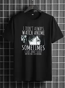 Manfinity Hypemode Áo thun nam tay ngắn họa tiết slogan - màu đen - Xem 1