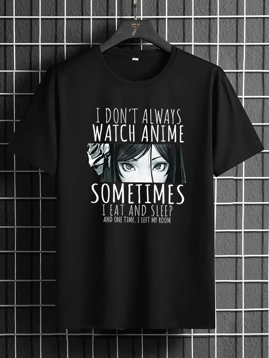 Manfinity Hypemode Áo thun nam tay ngắn họa tiết slogan - màu đen - Xem 1