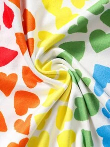 SHEIN Toddler Girls Colourful Heart Print Tee - Multicolor - View 5