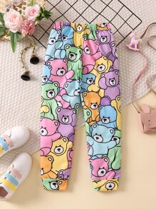 SHEIN Toddler Girls Cartoon Graphic Joggers - Multicolor - View 2