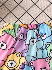 SHEIN Toddler Girls Cartoon Graphic Joggers - Multicolor - View 4