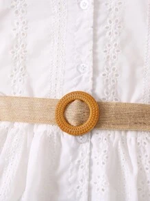 小女童網眼刺繡泡泡袖洋裝