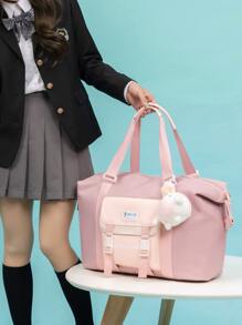 Women's Fashionable And Minimalist Style Travel Backpack, With Shoulder Straps And Accessories - Pink - View 2