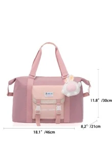 Women's Fashionable And Minimalist Style Travel Backpack, With Shoulder Straps And Accessories - Pink - View 3