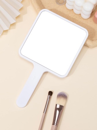 Large Hand Mirror, 1pc Square Salon Barber Hairdressing Handheld Makeup Mirror With Handle, Portable Travel Mirror For Women Mom Wife Sister Teen Girl Friend, Gift For Mom, Girlfriend- White, Vanity Mirror, Living Room Home Bedroom Bathroom House Decor, Travel Stuff, Wedding, Party, Birthday, Gifts For Men Mom Dad Best Friends Teacher, New Years, Accessories, Funny Gift