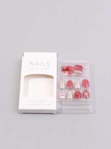 Christmas 24pcs Short Square Elk Print Fake Nail & 1pc Nail File & 1sheet Tape - Multicolor - View 5