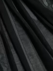 Hauture 小高領燈籠袖魚尾裙下擺網紗超長緊身連衣裙不附帶內衣褲套裝 - 黑色 - 查看 8