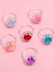 36入組女孩隨機水鑽裝飾戒指