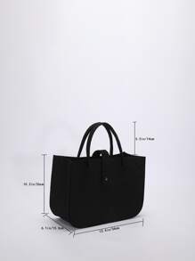 Geometric Embossed Top Handle Bag - Black - View 3