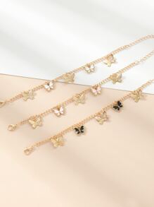 3入組女孩蝴蝶墜飾手環 - 彩色 - 查看 3