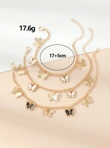 3入組女孩蝴蝶墜飾手環 - 彩色 - 查看 4