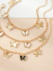 3入組女孩蝴蝶墜飾手環 - 彩色 - 查看 5