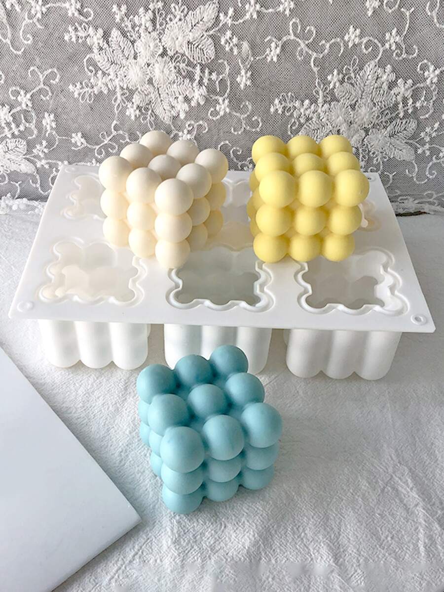 6 Khoang Bong Bóng Lớn Bóng Nến Silicon Khuôn 3D Khối Lập Phương Chocolate Bánh Mousse Khuôn Làm Kem Nướng Xà Phòng Khuôn Trang Trí Nhà quà Tặng - trắng - Xem 1