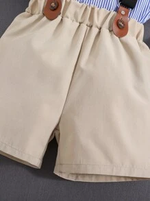 Toddler Boys Striped Bow Front Shirt & Suspender Shorts - Multicolor - View 3