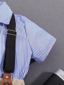 Toddler Boys Striped Bow Front Shirt & Suspender Shorts - Multicolor - View 4