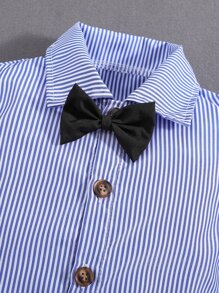 Toddler Boys Striped Bow Front Shirt & Suspender Shorts - Multicolor - View 6