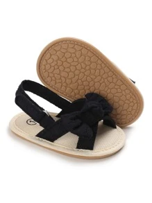 Infant Bow Decor Slingback Sandals - Black - View 2
